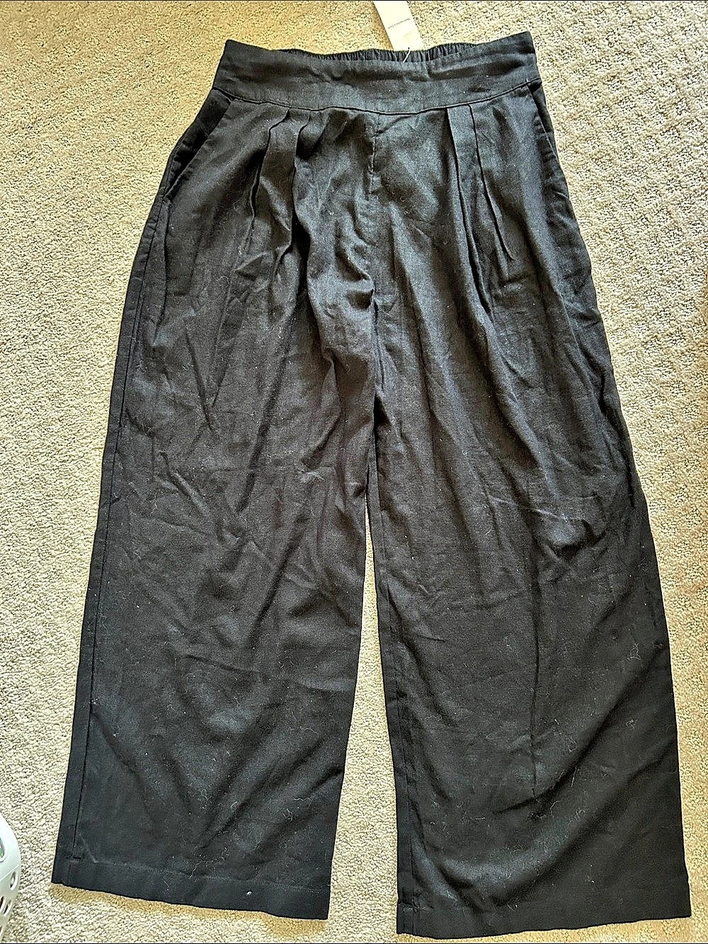 Abercrombie Wide Leg Black Linen Pleated Pants NWT